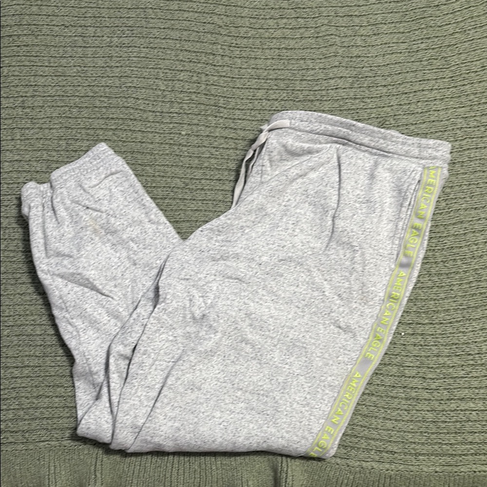 Gray American Eagle Joggers with Yellow Accents